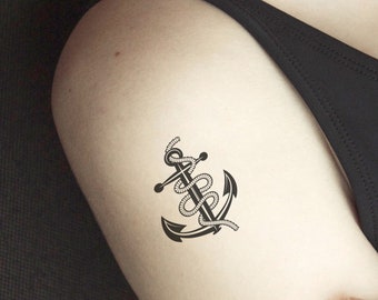 ANCHOR with ROPE temporary tattoo in black. Symbol of a former member of the Navy!
