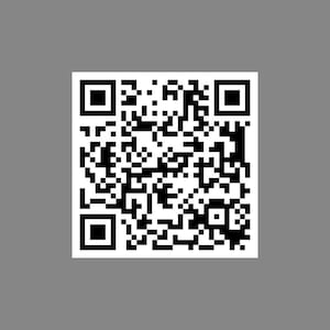 May include: A square QR code, a type of matrix barcode, is displayed against a gray background. The code is composed of black and white squares arranged in a grid pattern. The corners feature larger, solid black squares for alignment.