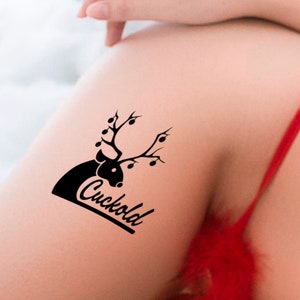 CUCKOLD Special CHRISTMAS EDITION, funny hot naughty temporary tattoo in black!