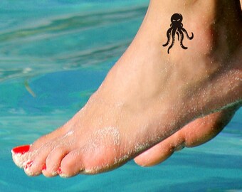OCTOPUS temporary tattoo in black. Display flexibility, creativity, intelligence, and psychic ability.