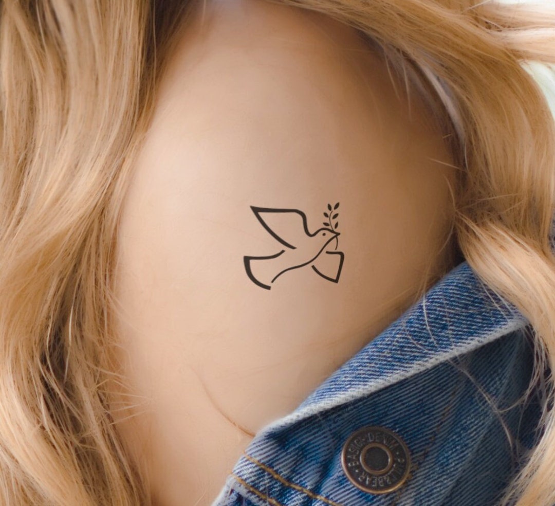 Dove With Olive Branch Temporary Tattoo: Symbol of Peace - Etsy