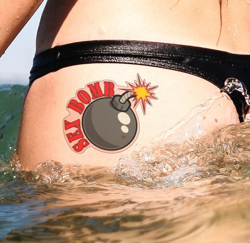 SEX BOMB ! hot sexy temporary tattoo in color. Surprise your partner or your friends with this sexy tattoo and make their day!