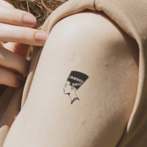 NEFERTITI temporary tattoo in black. Ancient Egyptian symbol of beauty and feminine power!