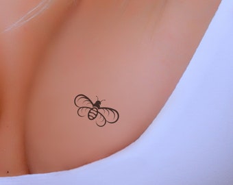 BEE temporary tattoos in black. Symbol of wisdom, birth and rebirth & industry!