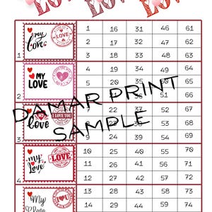 Love Letter Bingo Boards - Instant Download -Valentine's Day Love Bingo Boards Set - Straight Mixed Blank- 75 Ball