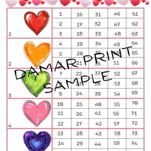 Hearts  Bingo Boards - Instant Download -Valentine's Day Love Bingo Boards Set - Straight Mixed Blank- 75 Ball