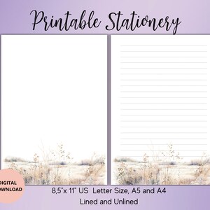 Acuarela Invierno Prado Hierba Paisaje Papelería imprimible-Hierba Juego de papel de escritura forrado sin forro A5/A4/US carta Nota Hoja de notas