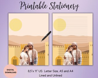 Сouple in love Printable Stationery,Love letter,Download stationary, Writing Paper Set Lined,Unlined A4,A5,US Letter size,Instant Download