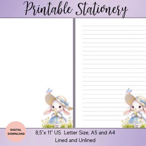 Niedliches Häschen Briefpapier liniert unliniert A5/A4/US Letter-Digital Tier Notizpapier