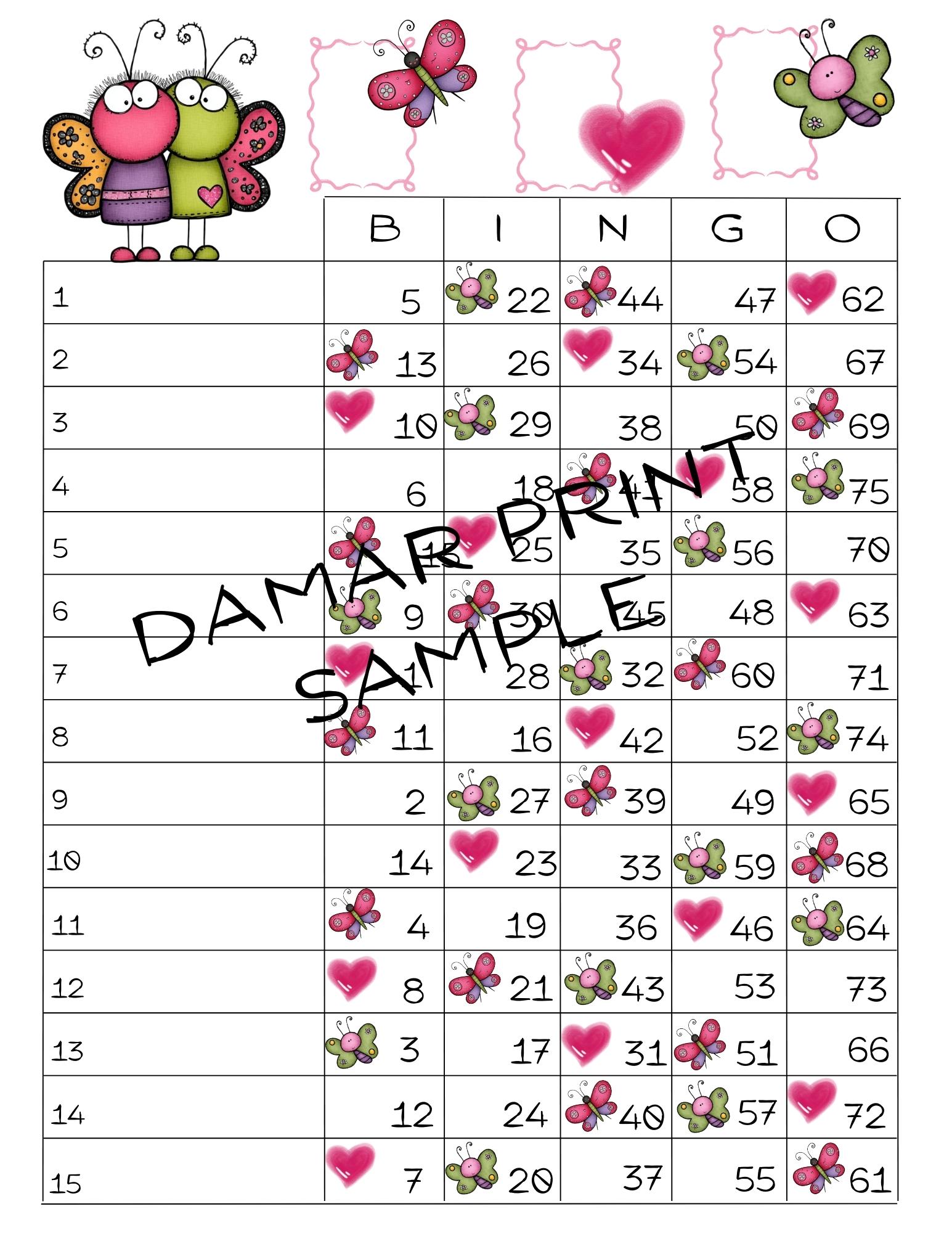 Butterfly Printable Bingo Boards-instant Download -digital Bingo Boards ...