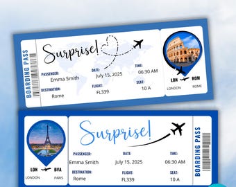 Editable Boarding Pass Template-Airplane Editable Ticket- Surprise Boarding Pass-Canva Template-Instant Download-Personalized Airline Ticket
