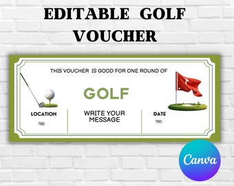 Golf Gift Voucher Certificate-Editable Surprise Golf Trip Ticket -Golfing Surprise  Gift Ticket-Ticket Template-Editable in Canva