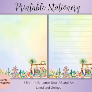 Mexikanische Briefpapier Set-Mexiko Landschaften-Schreibpapier Set unliniert liniert A5 / A4 / US Letter-Penpal Zubehör-Aquarell Notizpapier
