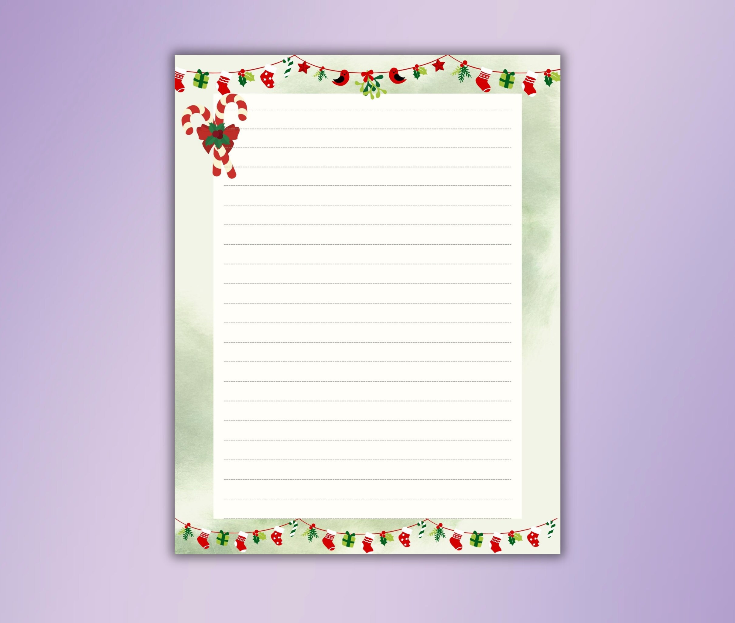 Christmas Printable Stationery,digital Download,christmas Stationary ...