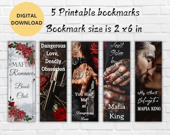Mafia Romance Reader Printable Bookmarks Set-Dark Romantic bookmarks- Digital Bookmark Collection-Digital Bookmark-Bookmark PNG