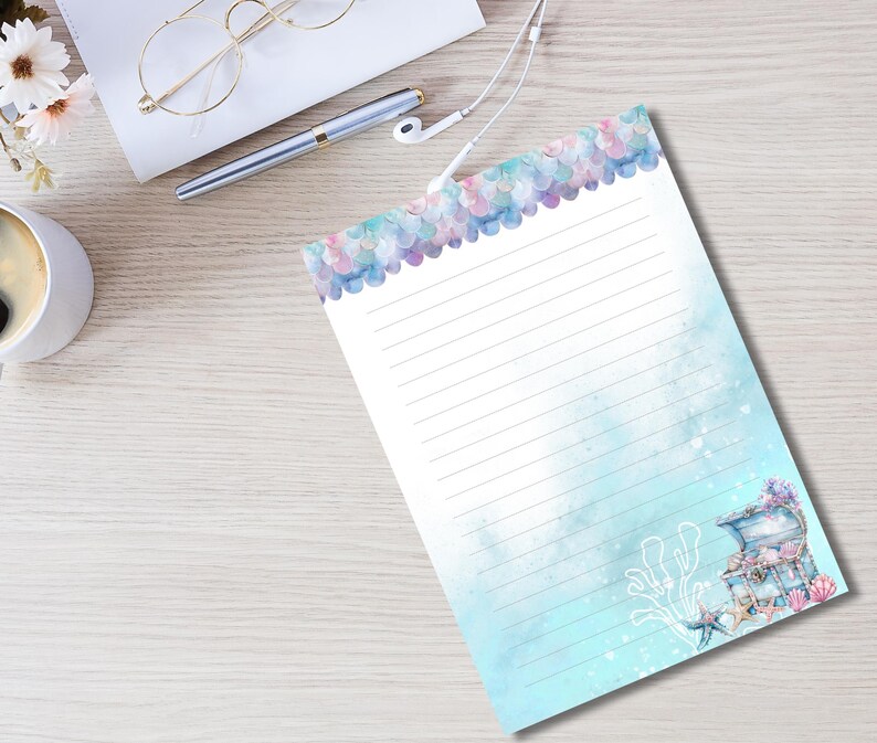 Undersea Treasures Printable Stationery-writing Paper Unlined Lined A5 ...