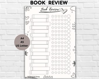 Printable Book Review Template-Printable Reading Journal- Book Tracker-Notes