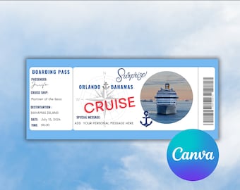 Editable Cruise Tickets-Surprise Trip Boarding Pass-Cruise Vacation Ticket-Instant  Download Cruise Ticket-Printable Cruise Boarding Pass