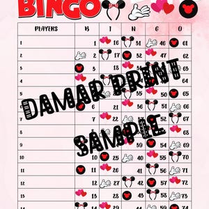 Bingo Boards Printable-Bingo Boards 1-15 Lines -Pink Mouse- Straight  Mixed Blank- 75 Ball
