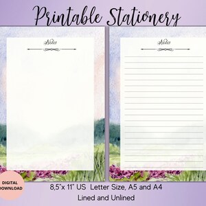 Sommer Szene Notizblock druckbar Briefpapier Set unliniert liniert A5/A4/US Letter-Sommer Landschaftsbild