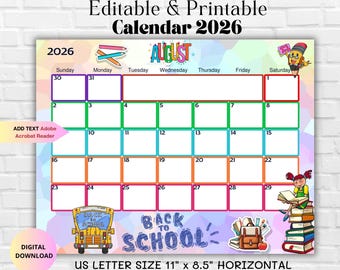 Printable August 2026 Calendar With Back-To-School Dates 2 Printable August 2026 Calendar With Back-To-School Dates