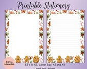 Christmas gingerbread printable stationery-Christmas Stationary Holiday Letter Writing A5/A/US LETTER Lined Unlined  Digital PDF/Festive