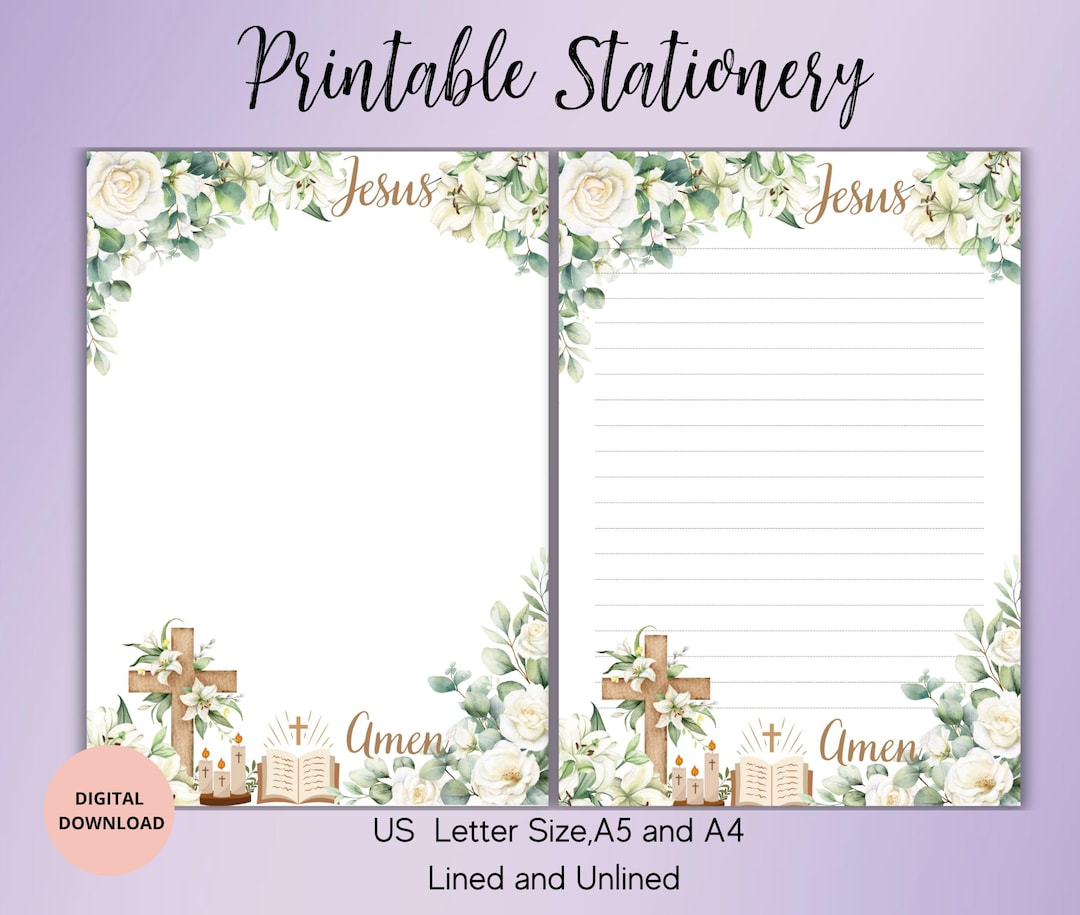 Christian Printable Stationery-bible Writing Paper Unlined Lined A5/A4 ...