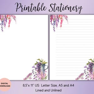 Ensemble de papier à lettres imprimable fleurs aquarelle floral