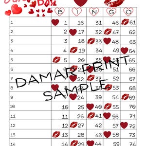 Valentine's  Bingo Boards - Instant Download -Valentine's Day Love Bingo Boards Set - Straight  Mixed Blank- 75 Ball