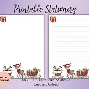 Printable Santa Claus Stationery/Santa Claus Letter/Christmas Writing Paper Set Unlined Lined A4/A5/US LETTER/Cute notepaper/Festive Xmas