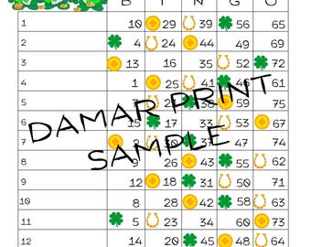 Lucky  Bingo Boards - Instant Download -15 Lines -St Patricks day Printable Bingo Boards - Straight Mixed Blank- 75 Ball