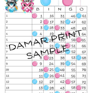 Bubble Gum Printable Bingo Boards-Instant Download - Bingo Boards - Straight Mixed Blank- 75 Ball