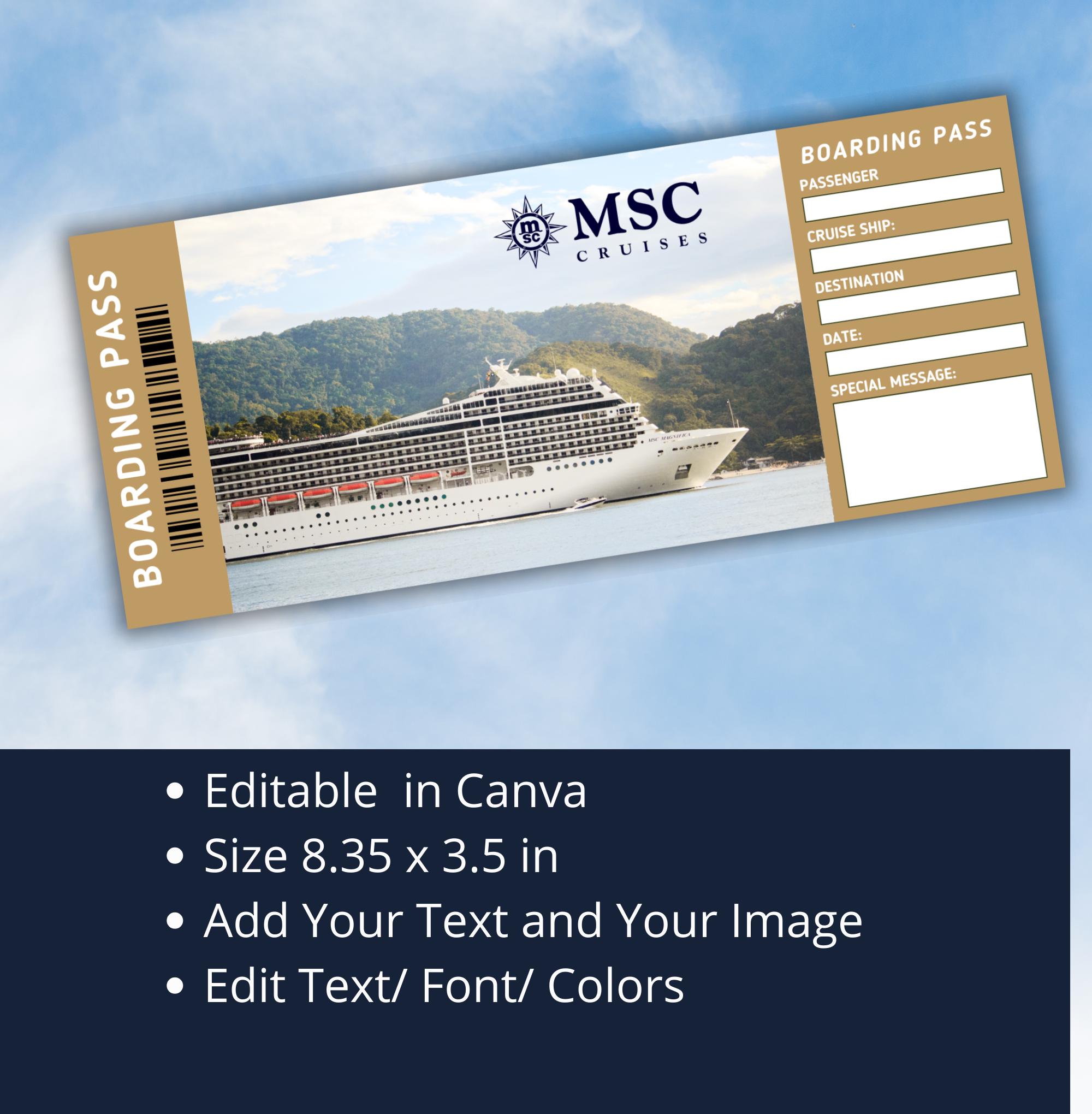 EDITABLE MSC Cruise Ticket-editable Boarding Pass-print Surprise