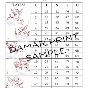 Cupid Bingo Boards - Instant Download -Valentine's Day Love Bingo Boards Set -Printable  Bingo Boards - Straight  Mixed Blank- 75 Ball