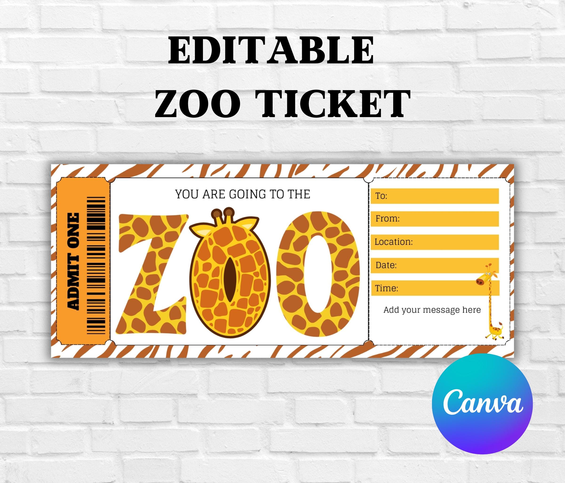 Zoo Ticket Editable Template-surprise Zoo Ticket-printable Safari