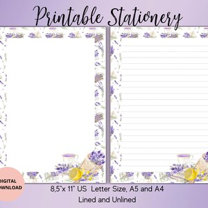Papeterie imprimable - Fournitures pour correspondance fleurs - Papier à lettres floral - Ensemble de papier à lettres floral A4/A5/USLetter, ligné non doublé - Papier à fleurs floral