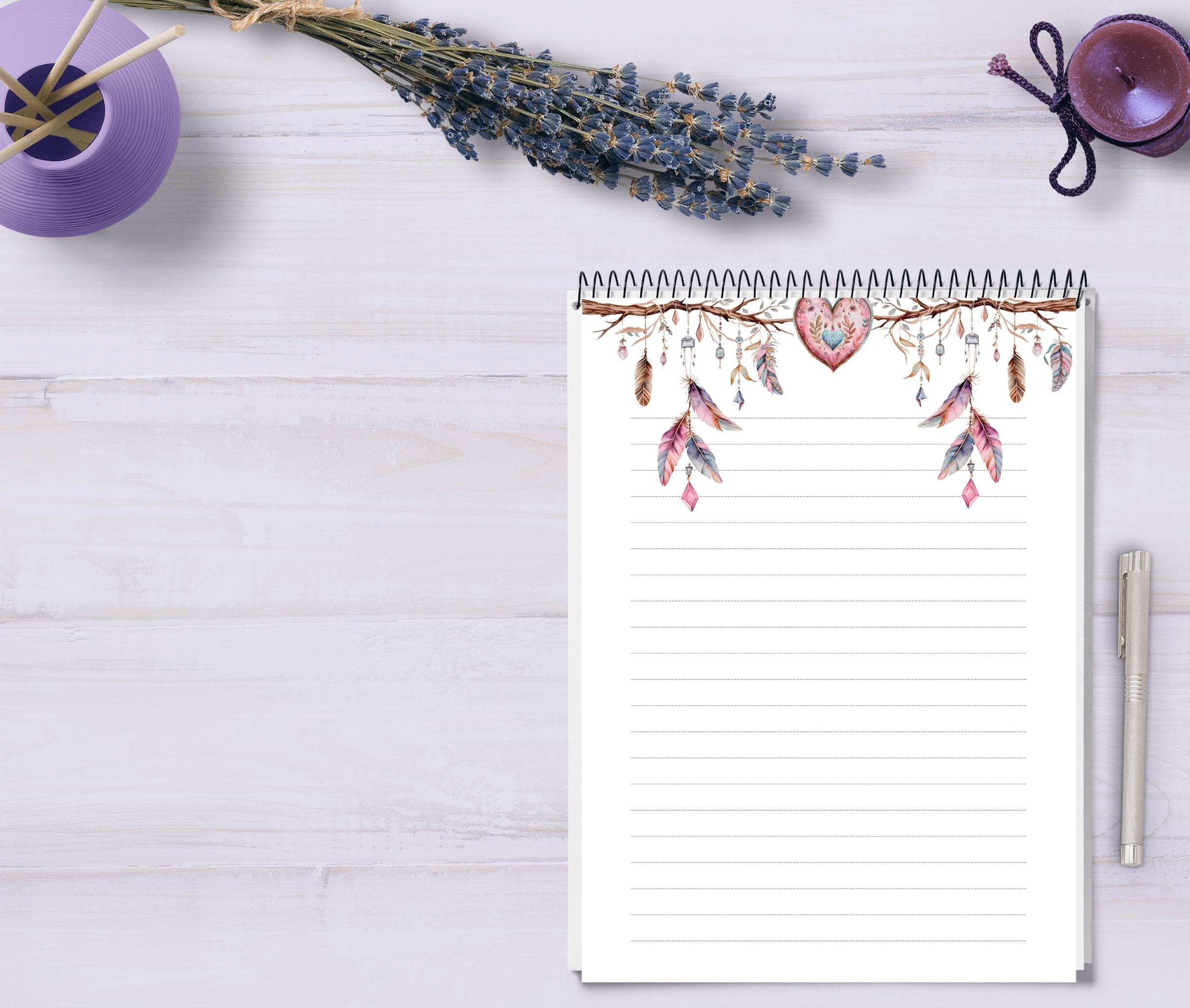 Boho Dreamcatcher Printable Stationery Set-boho Writing Paper Unlined ...