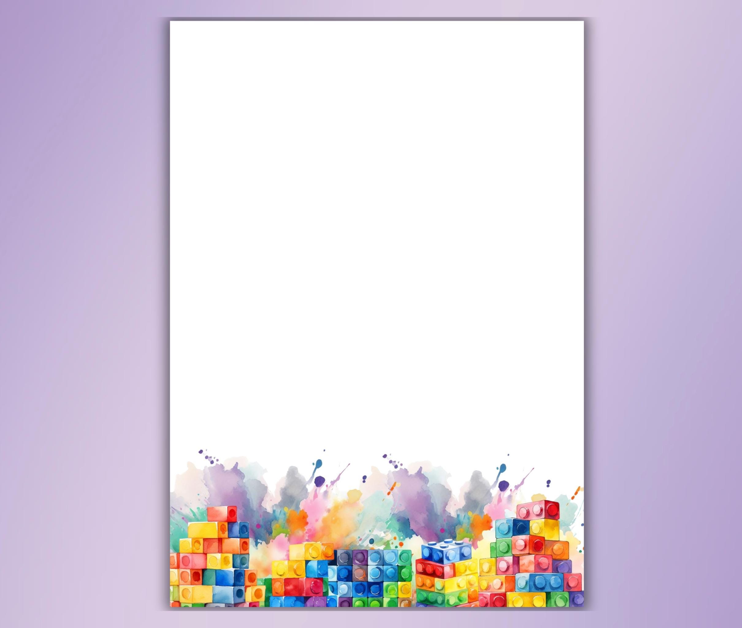 Colorful Blocks Printable Stationery-writing Paper Unlined Lined A5/A4 ...