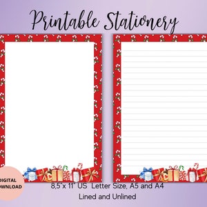 Christmas Stationary/Christmas Presents Printable Stationery Set/Cute notepaper/Writing Paper Lined Unlined A4/A5/US Letter Digital download