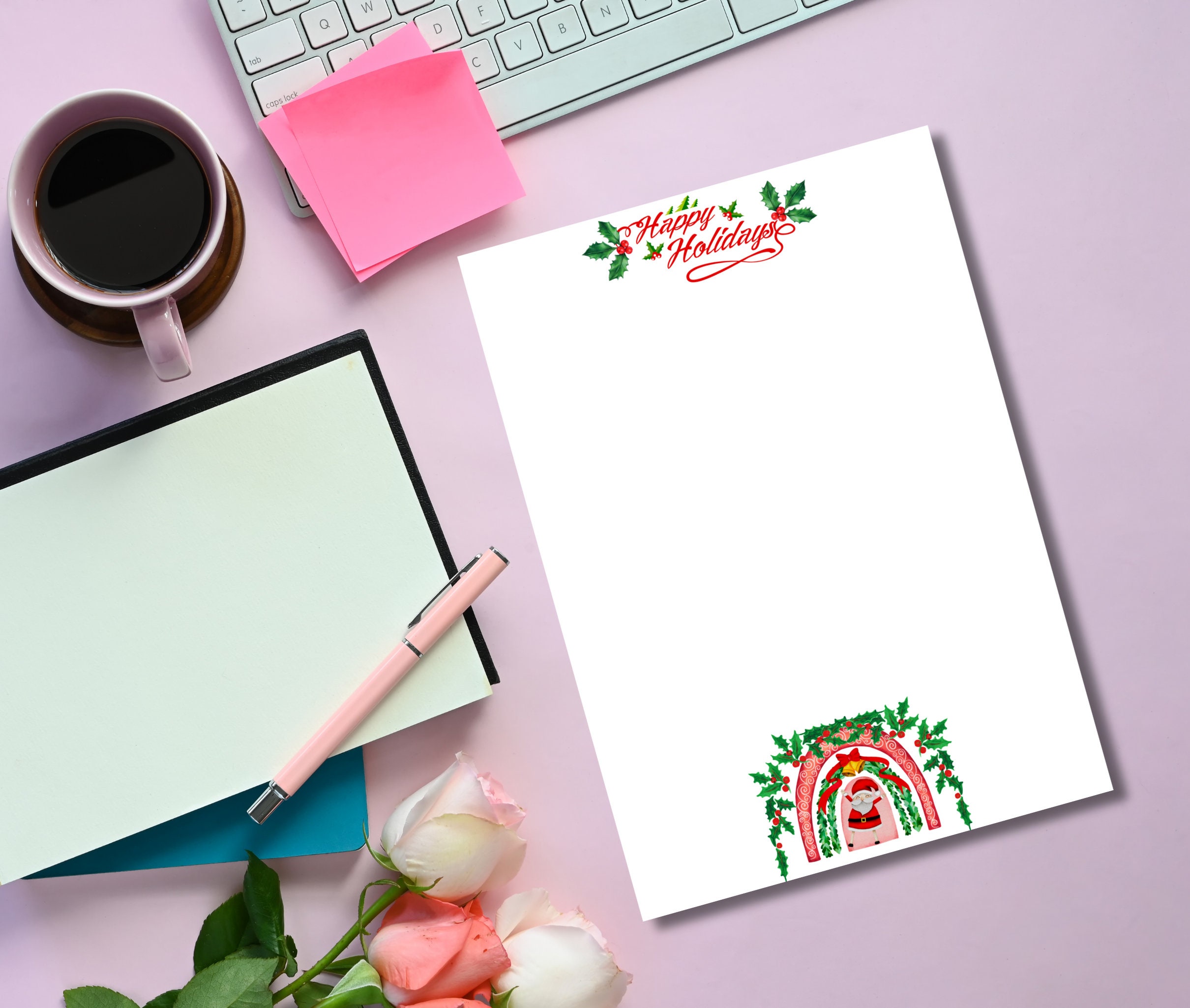 Santa Claus Printable Christmas Stationery-happy Holiday Stationary Letter Writing A5/A4/US ...
