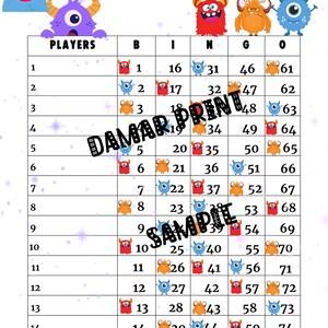 Bingo Boards Printable-Bingo Boards 1-15 Lines -Monster Bingo - Straight  Mixed Blank- 75 Ball