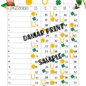Tableros de bingo de buena suerte - Tableros de bingo imprimibles de 1 a 15 líneas - Rectos mixtos en blanco - 75 bolas