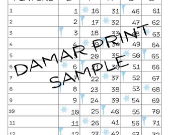 Winter Bingo Boards - Instant Download -Snowman Printable  Bingo Boards  - 1-15 Lines - Straight  Mixed Blank- 75 Ball
