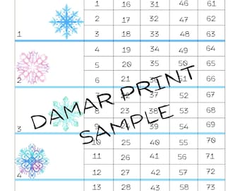 Snowflakes Printable Bingo Boards-Instant Download -Christmas Bingo Boards - Straight Mixed Blank- 75 Ball