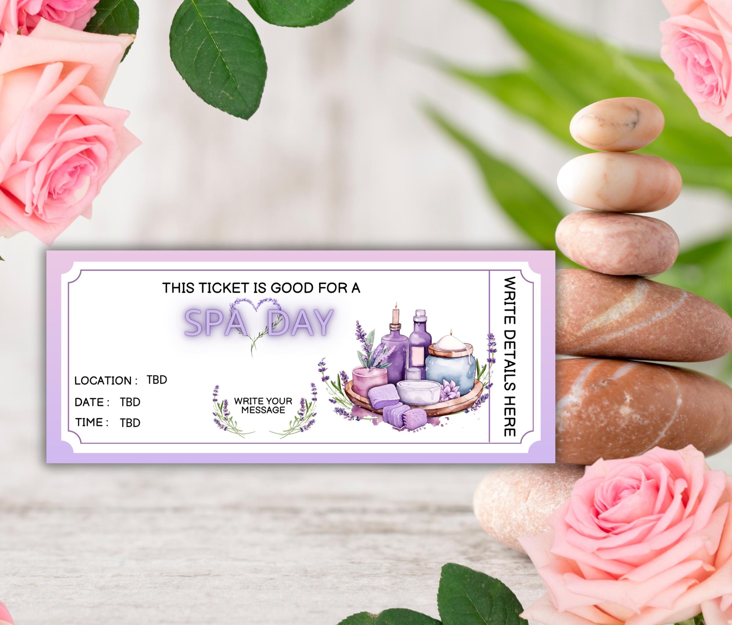 Spa Day EDITABLE Voucher-personalized Spa Day Gift Voucher-editable Spa ...