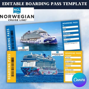 EDITABLE Norwegian Cruise Ticket-Editable boarding pass-Print Surprise Gift Cruise Ticket-Boarding Pass -Canva Template-Instant Download