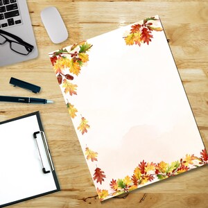 Autumn Printable Stationery,fall Leaves Digital Letter,stationary ...