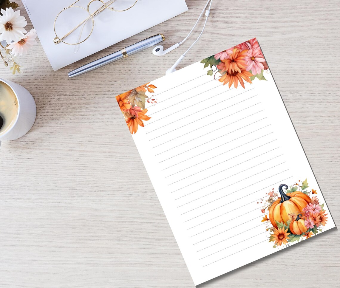 Pumpkin Printable Stationery,autumn Stationary,digital Download