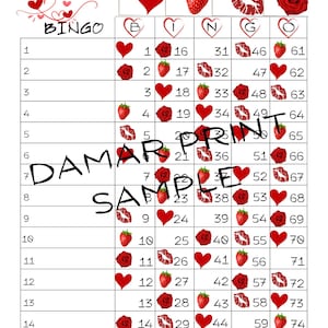 Romantic Bingo Boards - Instant Download -Valentine's Day Love Bingo Boards Set - Straight  Mixed Blank- 75 Ball