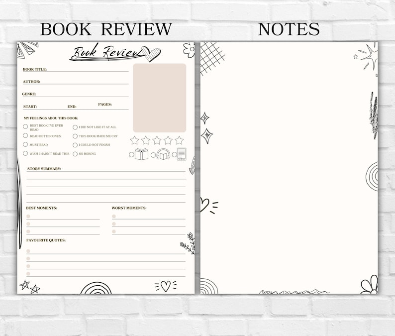 Printable Book Review Template-printable Reading Journal- Book Tracker ...